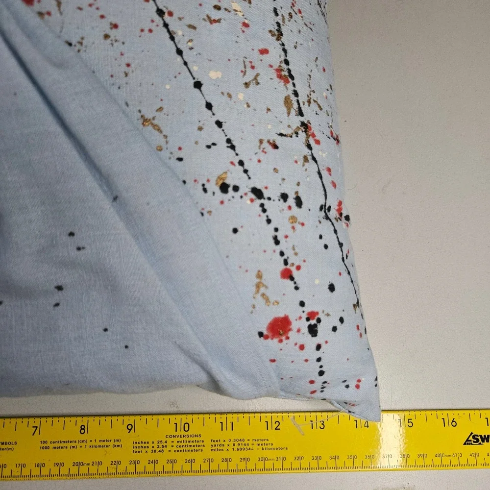 Handmade‎ Abstract Paint Splatter Throw Pillow Light Blue Rosette Accent 14x14